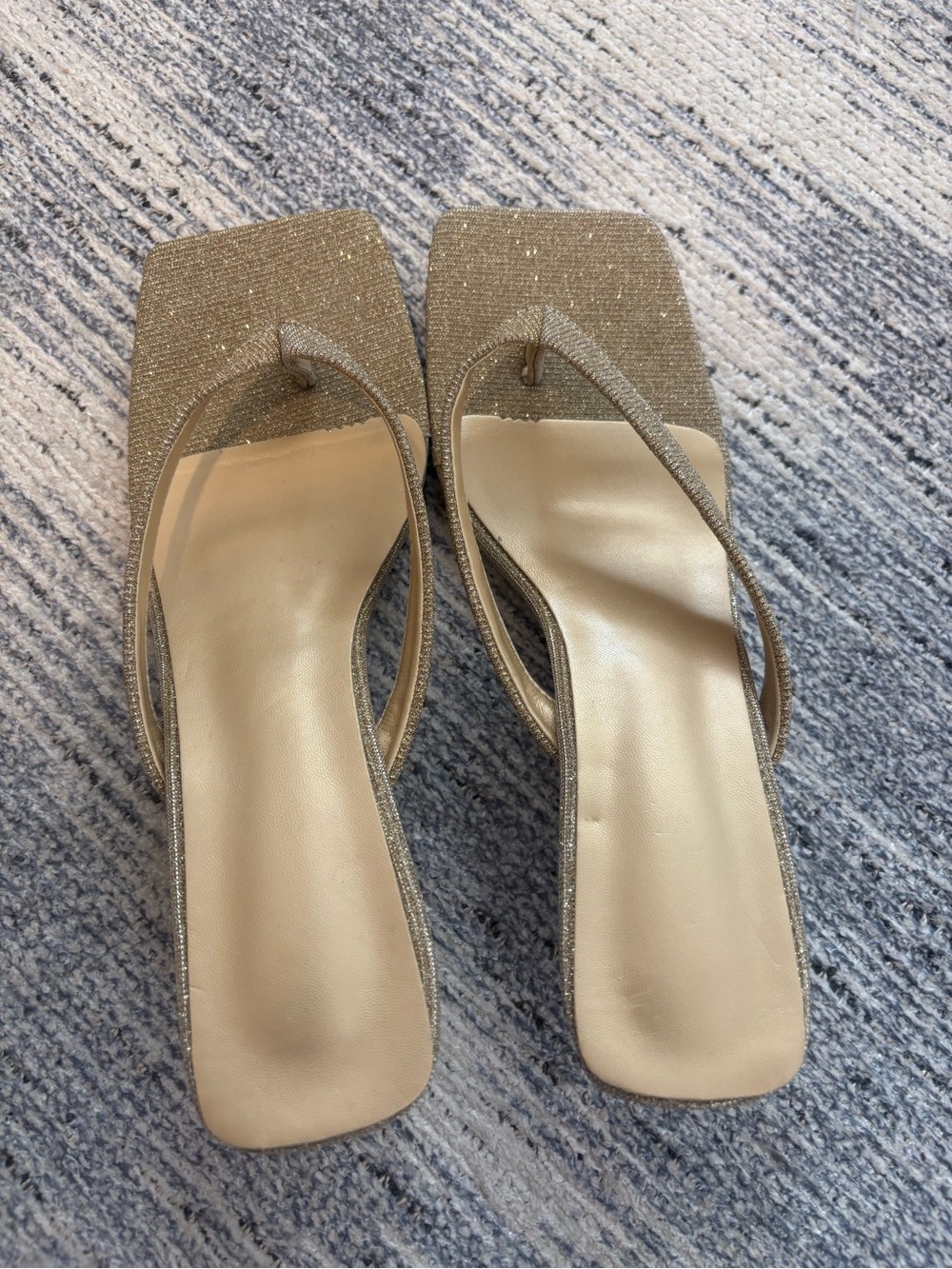 Gold Sparkle Square-Toe Women’s Sandals